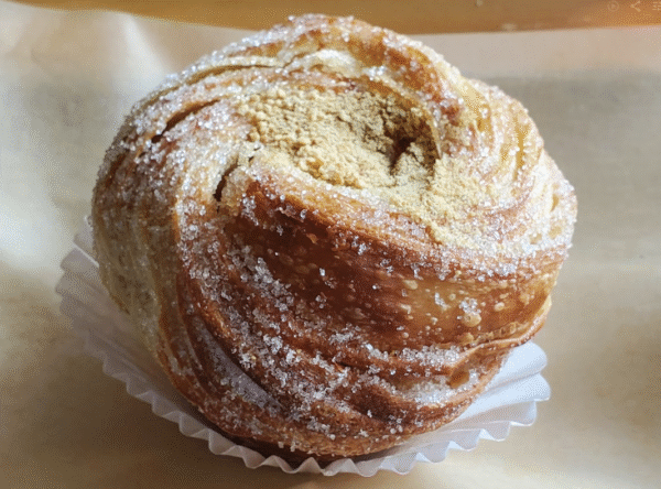 A pumpkin spice "cruffin" - croissant muffin.